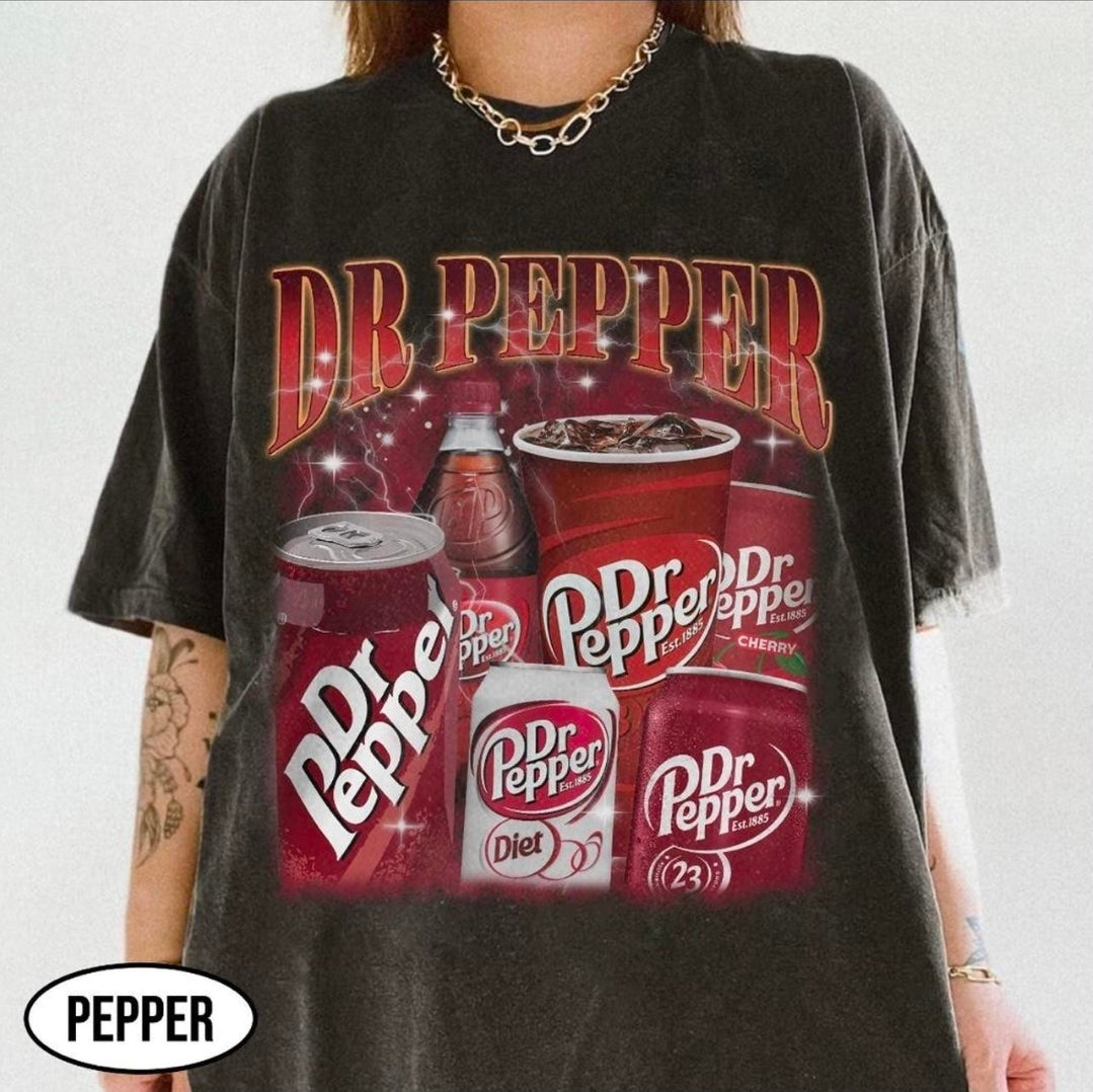 Dr Pepper Black Graphic Cotton Crew Neck Short Sleeve T-Shirt